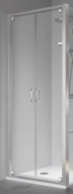 KERMI STINA 2-DELIGE KLAPDEUR 90 cm H 190 cm ZILVER HOOGGLANS HELDER GLAS MET KERMICLEAN STPTD09019VPK