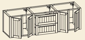 OAK 4U HERMES BADKAMERMEUBEL MET ONDERKAST MET 2 LADEN EN 4 DEUREN MET EIKEN TABLET VOOR OPZETWASKOM DIKTE 30 mm B 202 cm KLEUR AH.C.20.H