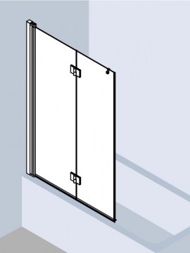 KERMI LIGA BADVOUWWAND 2-DELIG 120 cm H 150 cm ZILVER MATGLANS HELDER GLAS RECHTS LI2PR120151AK