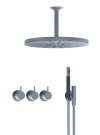 VOLA DOUCHE INBOUW THERMOSTAATKRAAN MET OMSTELLER, HANDDOUCHE EN PLAFOND REGENDOUCHE MAT WIT 5471R-061A-28