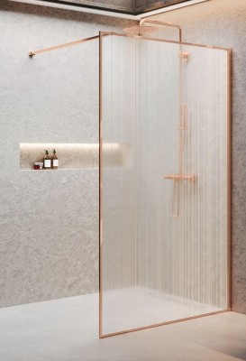 NOVELLINI KUADRA INLOOPDOUCHE 157-160 cm H 200 cm BRUSHED RED GOLD PROFIELEN HELDER GLAS KUADH160-1R