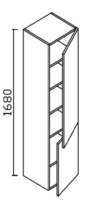 ALKE QUADRO KOLOMKAST MET 2 GREEPLOZE DEUREN RECHTSDRAAIEND 35 cm H 168 cm D 35 cm PQ014T35RK..