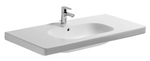 DURAVIT D-CODE WASTAFEL 105 x 48 cm MET OVERLOOP EN MET KRAANGAT WIT 03421000002