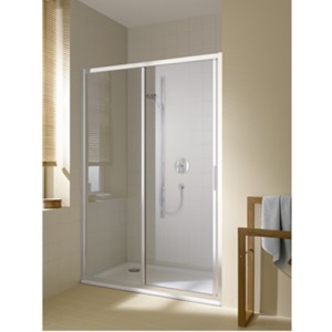 KERMI CADA XS SCHUIFDEUR 120 cm H 200 cm LINKS ZILVER HOOGGLANS HELDER GLAS MET CADACLEAN CCG2L12020VPK