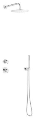 DAMIXA SILHOUET DS1 SET MET AFBOUWDEEL VOOR INBOUW DOUCHETHERMOSTAAT MET 2-WEG OMSTELLER, HOOFDDOUCHE MET DOUCHE-ARM EN HANDDOUCHESET CHROOM 570490000