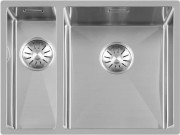 LORREINE INOX SPOELBAK MET 2 BAKKEN VOOR VLAK- ONDER- OF OPBOUW 555 x 440 mm INOX 1534R