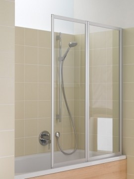 KERMI VARIO 2000 BADVOUWWAND 2-DELIG 115 cm H 140 cm ALU PROFIELEN ARENA GLAS V2FW2060141NK