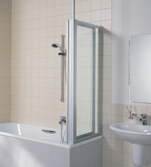 KERMI VARIO 2000 ZIJWAND 75 cm H 140 cm ALU PROFIELEN HELDER GLAS MET DECOR STONE V2TWD075141JK