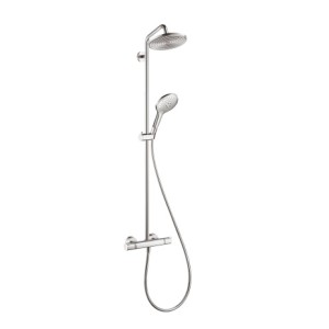 HANSGROHE RAINDANCE SELECT 240 AIR SHOWERPIPE MET DOUCHEKRAAN EN ECOSMART HOOFDDOUCHE MET 3JET HANDDOUCHE CHROOM 27116000