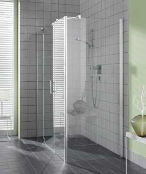 KERMI FILIA XP ZIJWAND 90 cm H 200 cm ZILVER HOOGGLANS HELDER GLAS MET KERMICLEAN FXUWD09020VPK