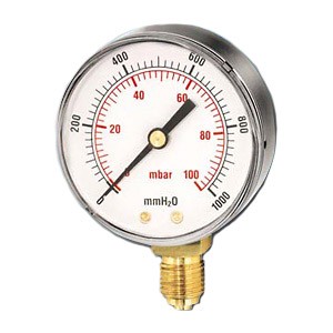 WATTS MANOMETER VOOR GAS DIA 63 mm 1/4" RADIAAL 0-60 mbar 0910000