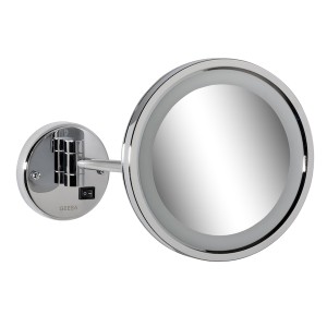 GEESA MIRROR SCHEERSPIEGEL 1 ARM MET LED VERLICHTING 3 MAAL VERGROTEND DIA 215 mm CHROOM 1088