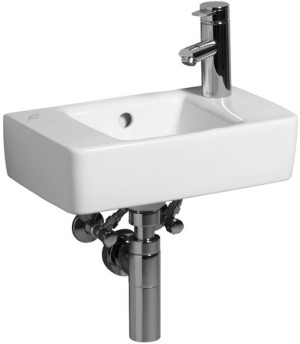 GEBERIT RENOVA PLAN HANDENWASSER 40 x 25 cm MET KRAANGAT RECHTS EN MET OVERLOOP WIT 272140000