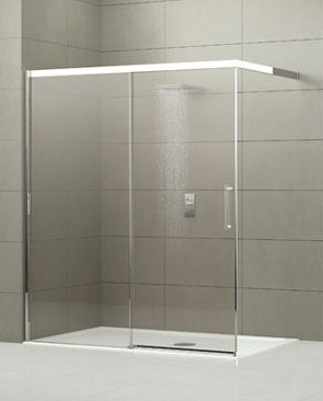 NOVELLINI ROSE PHB SCHUIFDEUR INLOOP 137-140 cm H 200 cm LINKS ZILVER PROFIELEN HELDER GLAS ROSEPHB137S-1B