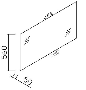 ALKE VRIJHANGEND SPIEGELPANEEL OP ZWART HOUTEN DRAAGKADER MET GEINTEGREERDE LED-VERLICHTING BOVEN EN ONDER EN MET IR-SCHAKELAAR 100 cm H 56 cm XX052M100