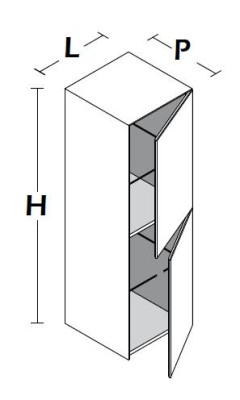 ARLEX CLASS KOLOMKAST MET 2 DEUREN 45° BOORD PUSH-TO-OPEN LINKSDRAAIEND 35 cm H 112 cm D 35 cm OPACO WIT T2340