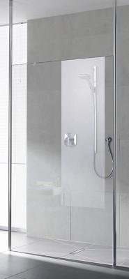 KERMI WALK-IN XS FREE DOUCHEWAND 140 cm H 200 cm MET 2 PLAFONDSTEUNEN H 270 cm ZILVER HOOGGLANS SPIEGELGLAS XSFD114020VJK