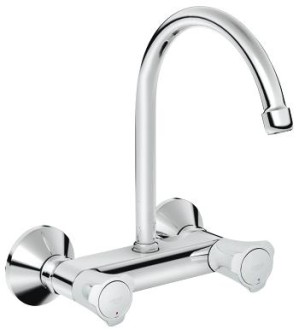 GROHE COSTA L KEUKEN TWEEGREEPSMENGKRAAN MET HOGE UITLOOP WANDMONTAGE CHROOM 31191 001