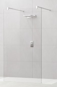 NOVELLINI KUADRA H3 INLOOPDOUCHE VRIJSTAAND MET 2 MUURSTEUNEN 134 cm H 200 cm ZILVER PROFIELEN (ZILVER) HELDER GLAS KUADFC136-1B