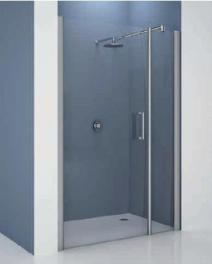 NOVELLINI GIADA G+F DRAAIDEUR MET VASTE WAND IN LIJN B 138-144 cm H 195 cm LINKS ZILVER PROFIELEN GLAS MET SATIN BAND GIADNGF138S-44B