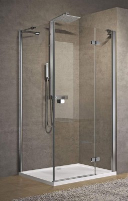 NOVELLINI BRERA DRAAIDEUR MET VAST SEGMENT VOOR COMBINATIE MET ZIJWAND 107 - 109 cm H 200 cm CHROOM PROFIELEN HELDER GLAS LINKS BRERAGF110LS-1K