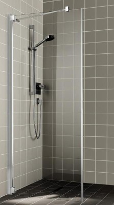 KERMI RAYA ZIJWAND RECHTS 80 cm H 200 cm ZILVER HOOGGLANS HELDER GLAS MET KERMICLEAN RATOR08020VPK