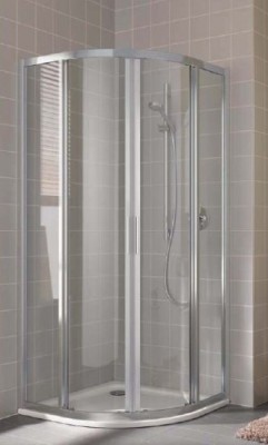 KERMI CADA KWARTROND DOUCHESCHERM R55 MET SCHUIFDEUREN 90 cm H 200 cm ZILVER HOOGGLANS PROFIELEN HELDER GLAS MET CADACLEAN CCR5509020VPK