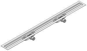 I-DRAIN LINEAR 54 DOUCHEGOOT 120 cm MET AFDICHTINGSMAT EN MET 2 SIFONS INOX ID4M12002X1