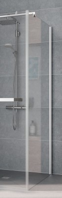 KERMI TUSCA ZIJWAND MET MUURPROFIEL 80 cm H 200 cm ZILVER HOOGGLANS HELDER GLAS TUTWP08020VAK