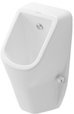 DURAVIT D-CODE URINOIR MET VERDEKTE TOEVOER 1/2" RIMLESS INCL. BEVESTIGING, SPROEIKOP, TOEVOERSET EN SIFON WIT 0829300000