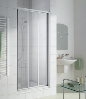 KERMI IBIZA 2000 3-DELIGE SCHUIFDEUR 80 cm HOOGTE 185 cm ALU PROFIELEN ARENA GLAS I2STD080181NK