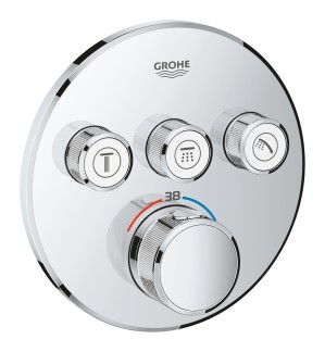 GROHE GROHTHERM SMARTCONTROL AFWERKSET VOOR INBOUWTHERMOSTAAT MET 3 UITGANGEN ROND CHROOM 29121 000