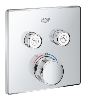 GROHE SMARTCONTROL AFWERKSET VOOR INBOUWTHERMOSTAAT MET 2 UITGANGEN VIERKANT CHROOM 29124 000