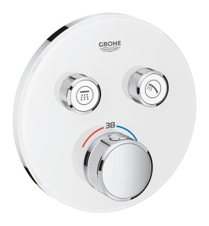 GROHE SMARTCONTROL INBOUWTHERMOSTAAT 2 UITGANGEN ROND MOON WHITE GLAS 29151 LS0