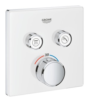 GROHE GROHTHERM SMARTCONTROL AFWERKSET VOOR INBOUWTHERMOSTAAT MET 2 UITGANGEN CHROOM/MOON WHITE 29156 LS0