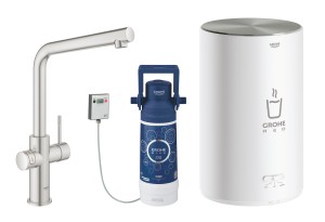 GROHE RED DUO KEUKENMENGKRAAN KOUD,WARM EN KOKEND WATER MET M-SIZE BOILER 3 liter SUPERSTEEL 30327 DC1