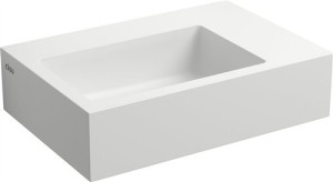 CLOU FLUSH 2 HANDENWASSER COMPOSIET ALUITE 36 x 24.5 cm MET VOORBEWERKT KRAANGAT EN MET PLUG MAT WIT CL/03.13021