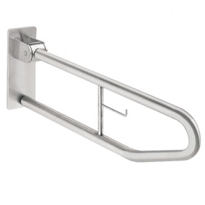 KWC OPKLAPBARE WANDSTEUN MET TOILETROLHOUDER 85 cm INOX 2000103669 / CNTX73A