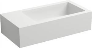 CLOU FLUSH 3 HANDENWASSER COMPOSIET ALUITE 36 x 18 cm MET VOORBEWERKT KRAANGAT LINKS EN MET PLUG MAT WIT CL/03.13032