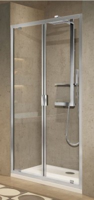 NOVELLINI LUNES 2.0 2-DELIGE KLAPDEUR 84-90 cm H 195 cm ZILVER PROFIELEN HELDER GLAS LUNB84-1B