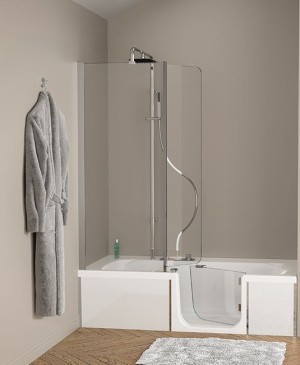 KINEDO VOLLEDIG GLAZEN VOORPANEEL VOOR LIGBAD DUO 180 cm WIT GLAS TAB-D418FVN/00