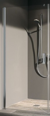 KERMI PEGA DRAAIDEUR NAAR BINNEN EN BUITEN TE OPENEN LINKS VOOR COMBINATIE MET ZIJWAND 86.5-89 cm H 200 cm ZILVER HOOGGLANS HELDER GLAS PE1KL09020VAK