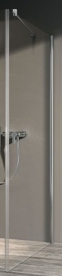 KERMI PEGA WALK-IN WALL DOUCHEWAND MET STABILISATIESTANG 45° 80 cm H 200 cm ZILVER HOOGGLANS HELDER GLAS MET DECOR STRIPE 2 EN MET KERMICLEAN PETWG08020VFK