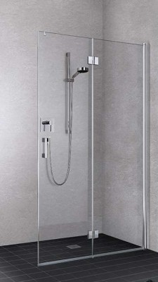 KERMI LIGA WALK-IN WALL PENDEL-VOUWWAND LINKS 117.5-120 cm H 200 cm ZILVER MATGLANS HELDER GLAS LI2YL120201AK