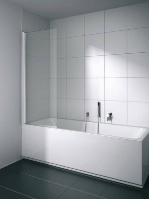 KERMI CADA XS DRAAIBARE BADWAND 75 cm H 160 cm LINKS ZILVER HOOGGLANS HELDER GLAS MET CADACLEAN CCDFL07516VPK