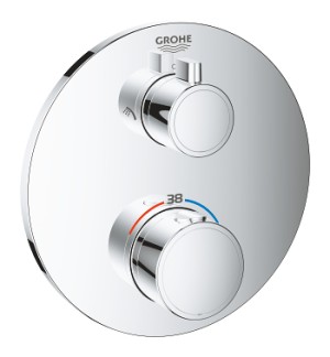 GROHE GROHTHERM SMARTBOX AFWERKSET ROND VOOR DOUCHE INBOUWTHERMOSTAAT MET 2 UITGANGEN MET AFSLUITKRAAN - OMSTELLER CHROOM 24076 000