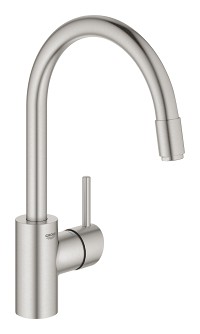 GROHE CONCETTO KEUKEN EENGREEPSMENGKRAAN MET UITTREKBARE MOUSSEUR SUPERSTEEL 32663 DC3