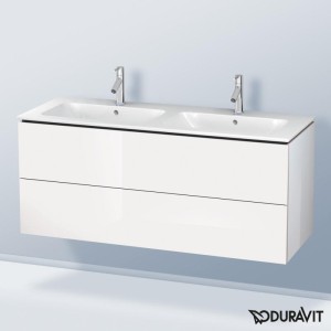 DURAVIT L-CUBE ONDERKAST MET 2 LADEN MET TIP-ON TECHNIEK VOOR DUBBELE WASTAFEL 129 cm D 48.1 cm H 55 cm FRONT EN CORPUS HOOGGLANS WIT LC625802222